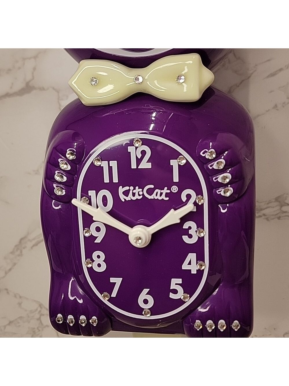 Rare Jeweled Boysenberry Kit Cat Klock with glow in the dark bow tie & tail - Picture 6 of 12